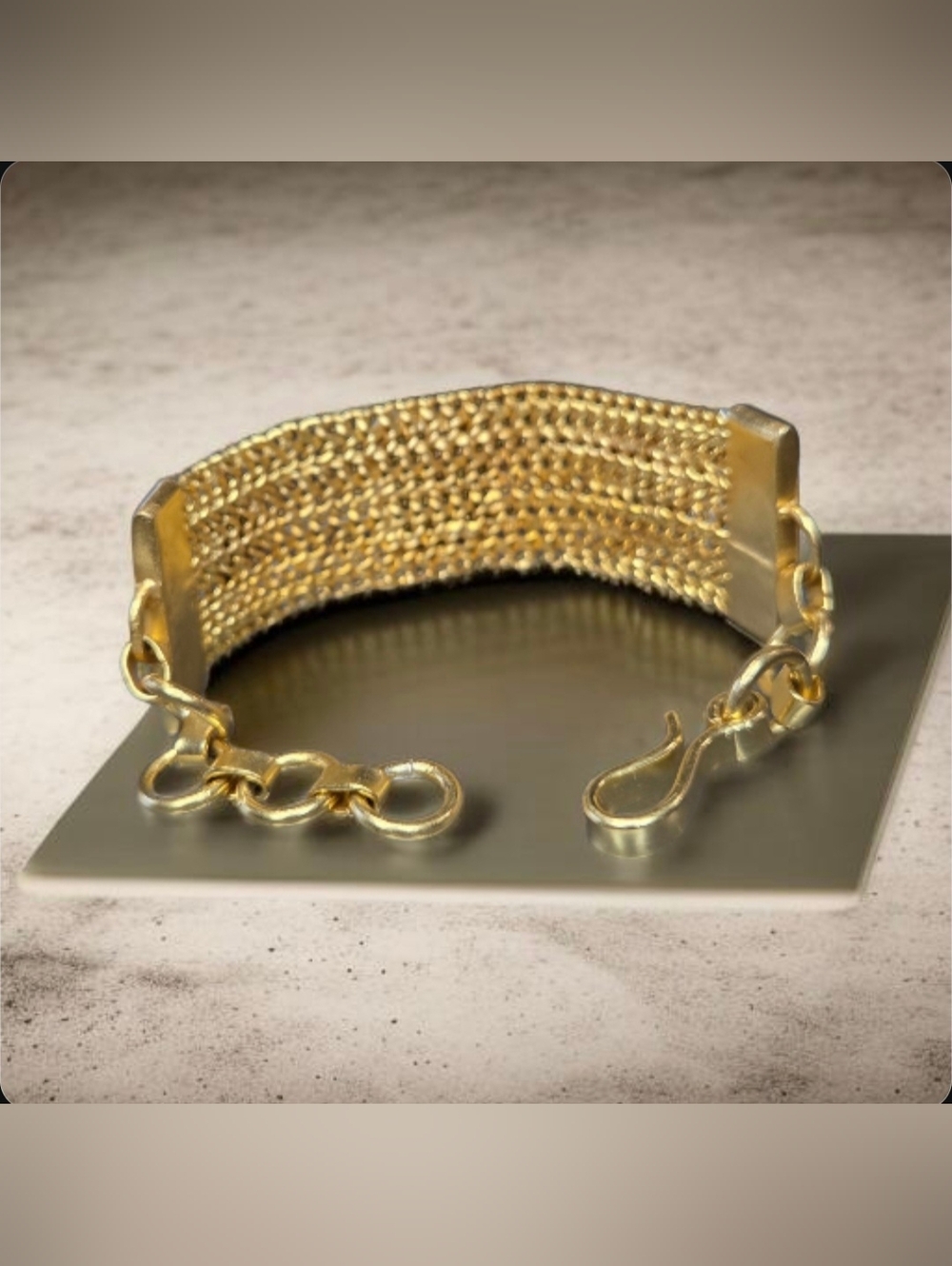 18k Matte Gold Plated Artisan Turquoise Freshwater Pearl Chunky Chain Bracelet - Picture 4 of 7